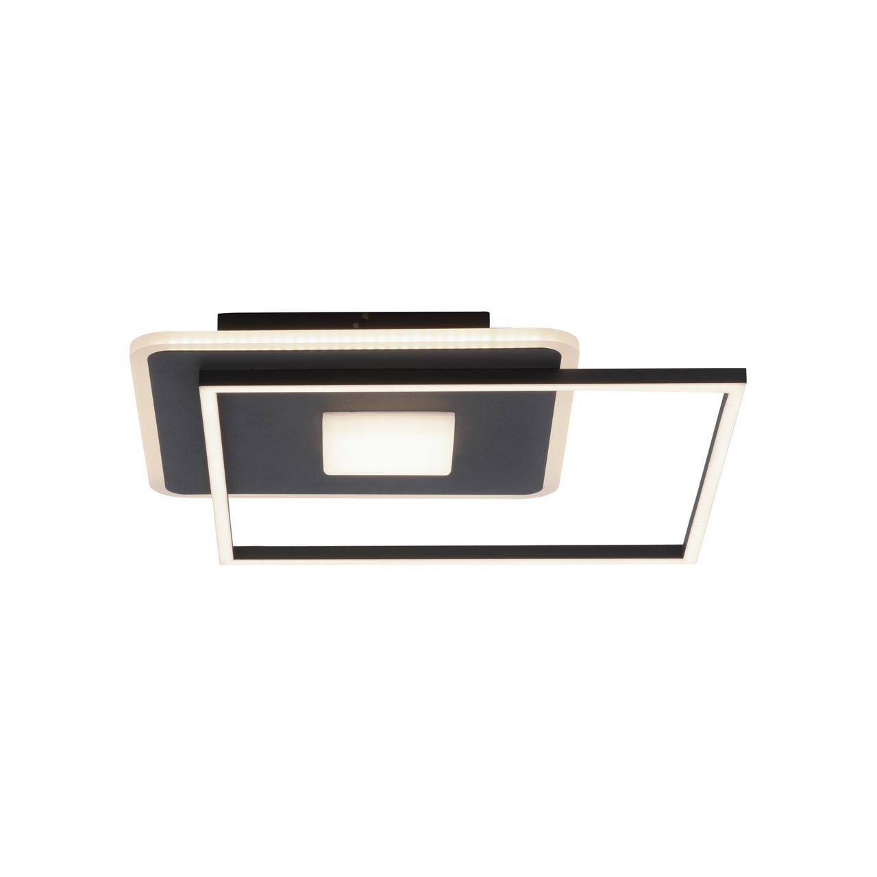 JUST LIGHT LED Deckenleuchte DOMINO, 3-Stufen-Dimmer, 3000 Kelvin, rechteckig, Schwarz