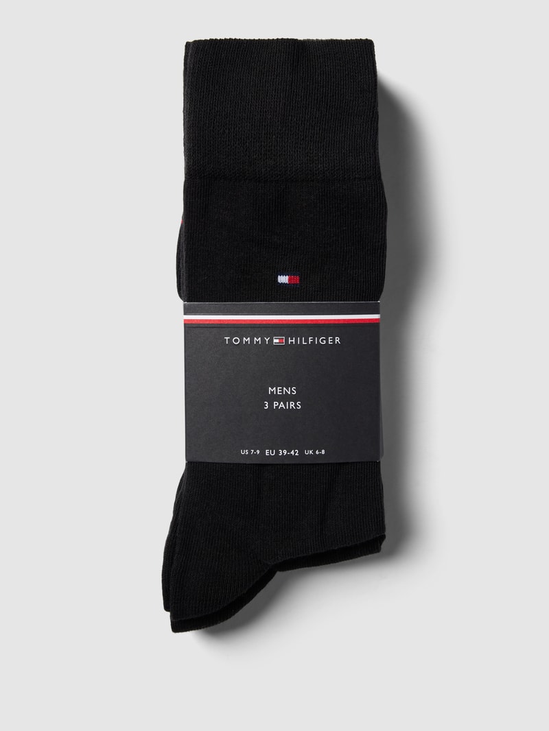 Socken mit Label-Details Modell 'Uni' im 3er-Pack in schwarz