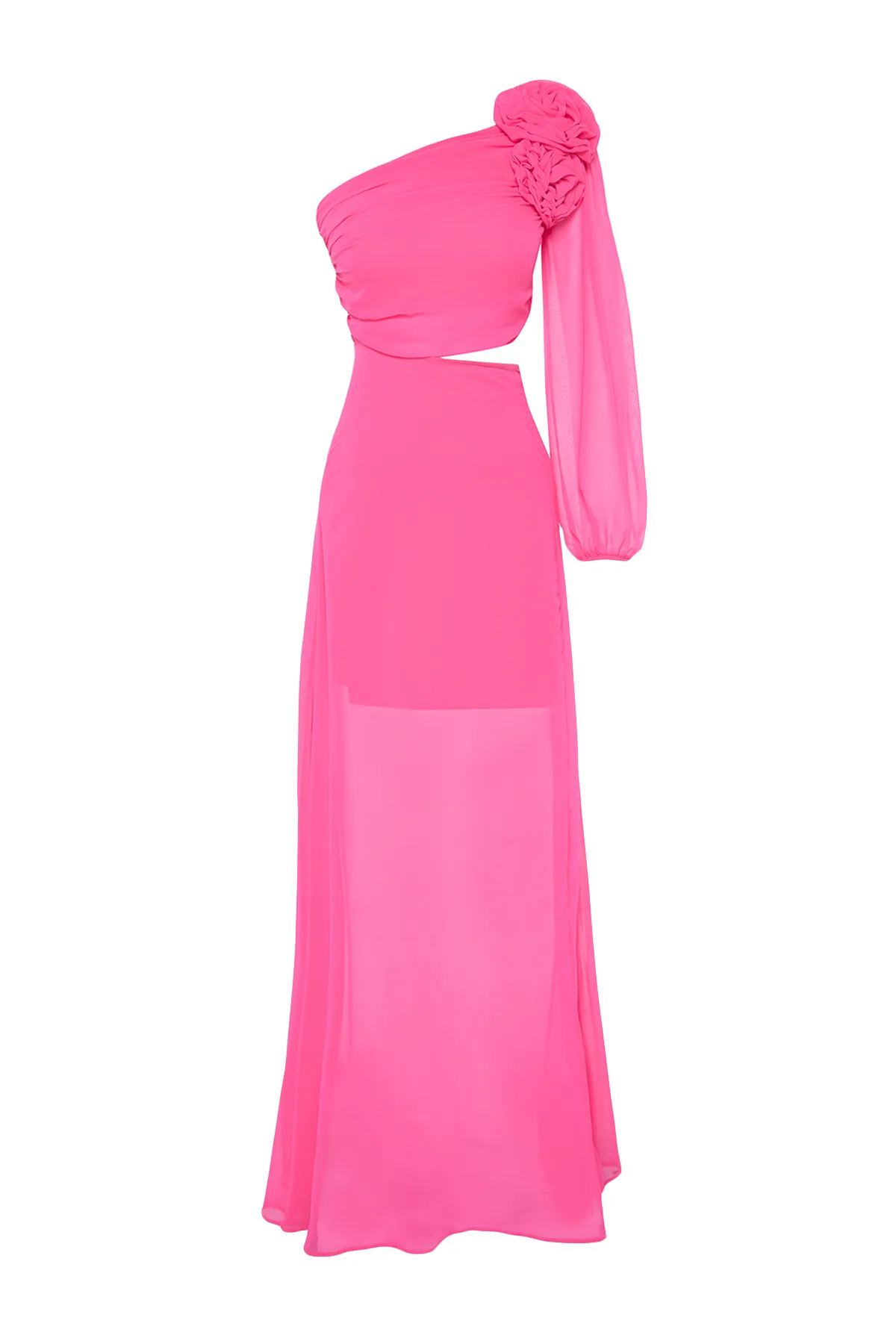 Trendyol Collection  Langes Abendkleid aus Chiffon mit Farbverlauf in Fuchsia mit gefüttertem Fenster/Ausschnitt und Ausschnitt TPRSS23AE00077