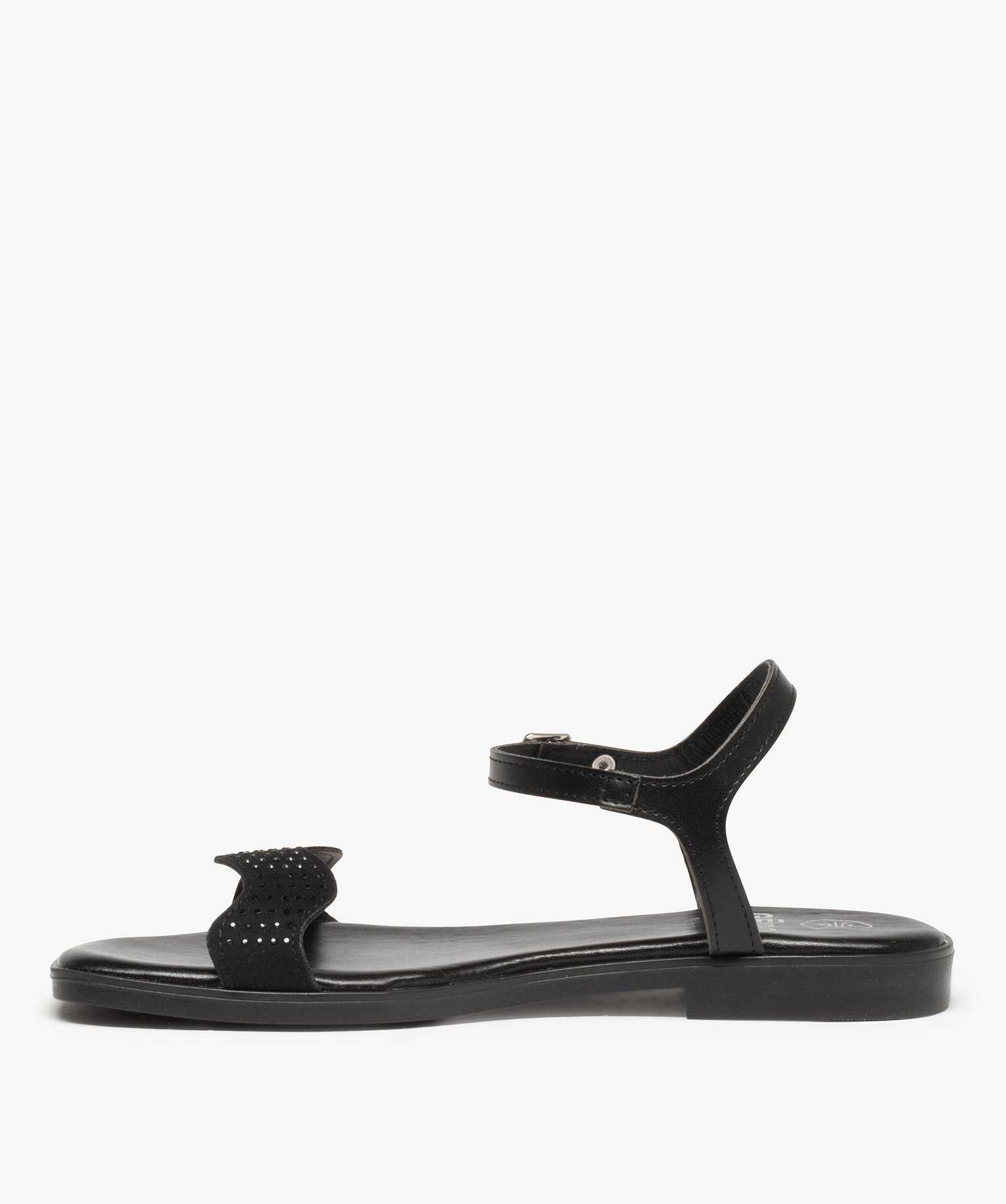 Sandales femme avec bride à strass en forme de vague noir | GEMO