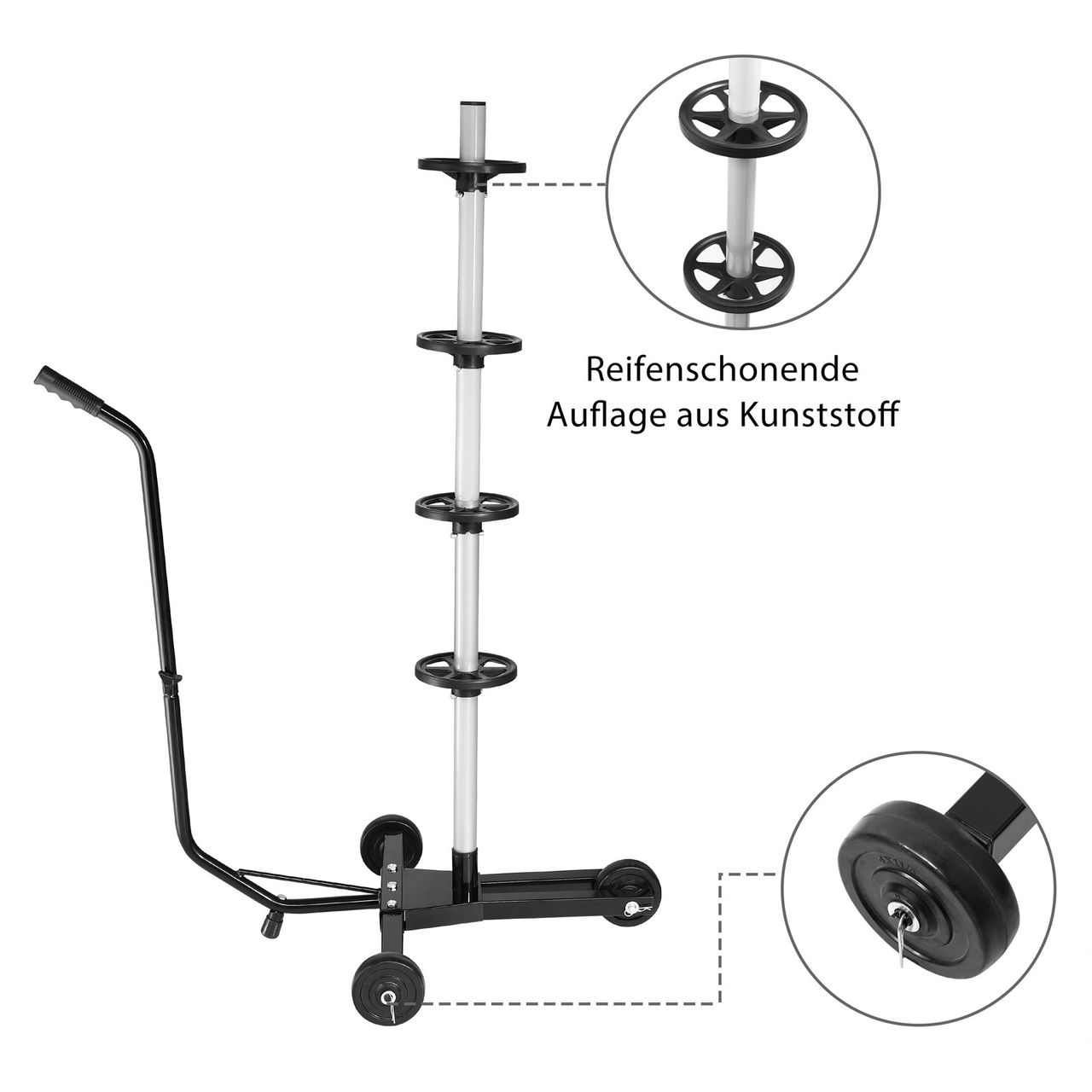 Casaria monzana® Felgenbaum Schwarz Alu bis 225mm fahrbar