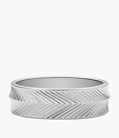 Fossil Ring Harlow Linear Texture Edelstahl