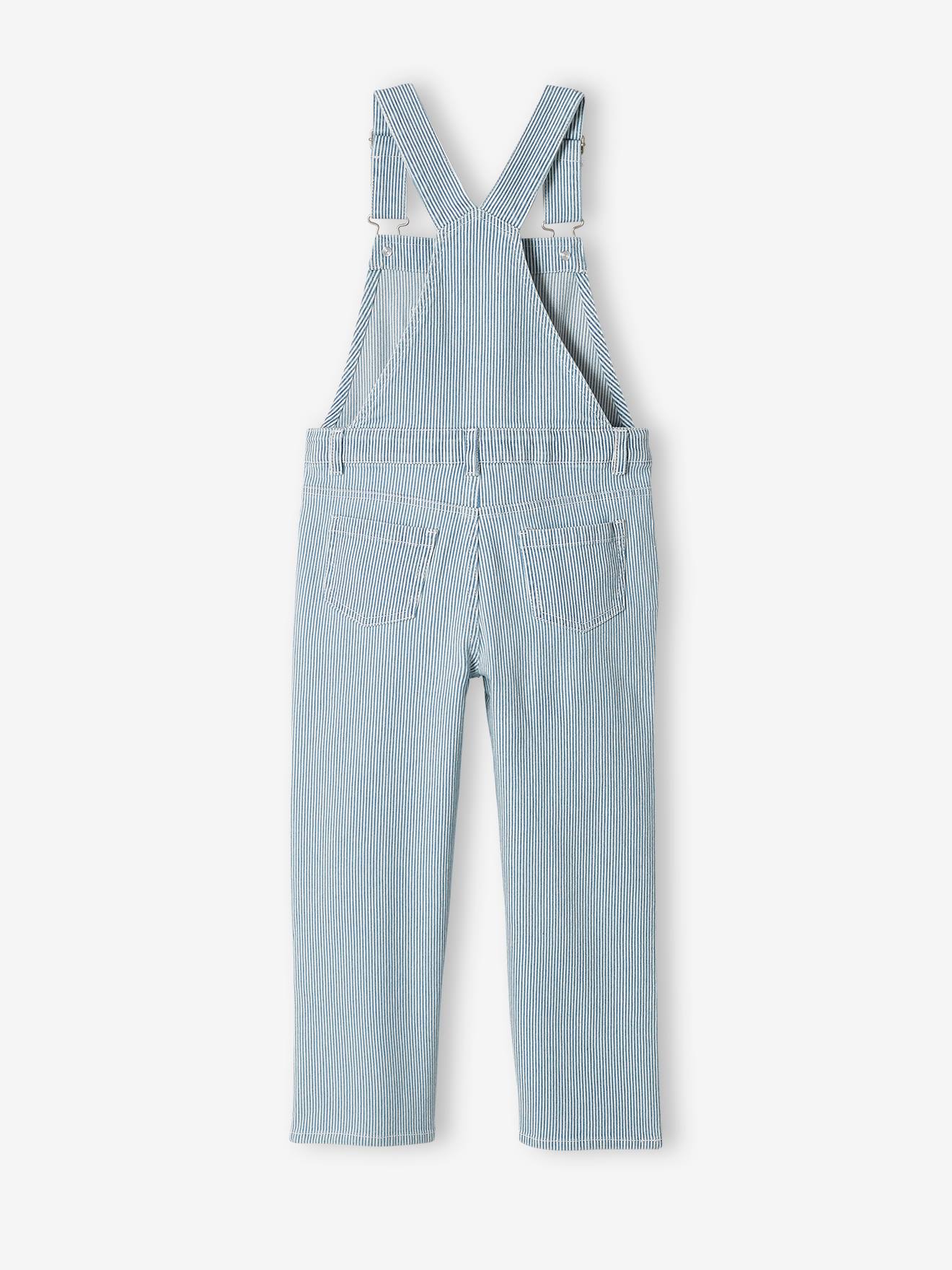 Salopette rayée fille rayé bleu