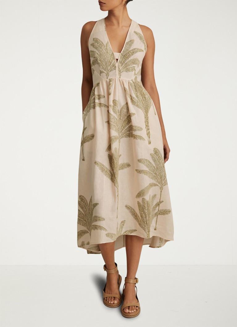 Reiss Anna lanena midi haljina s printom