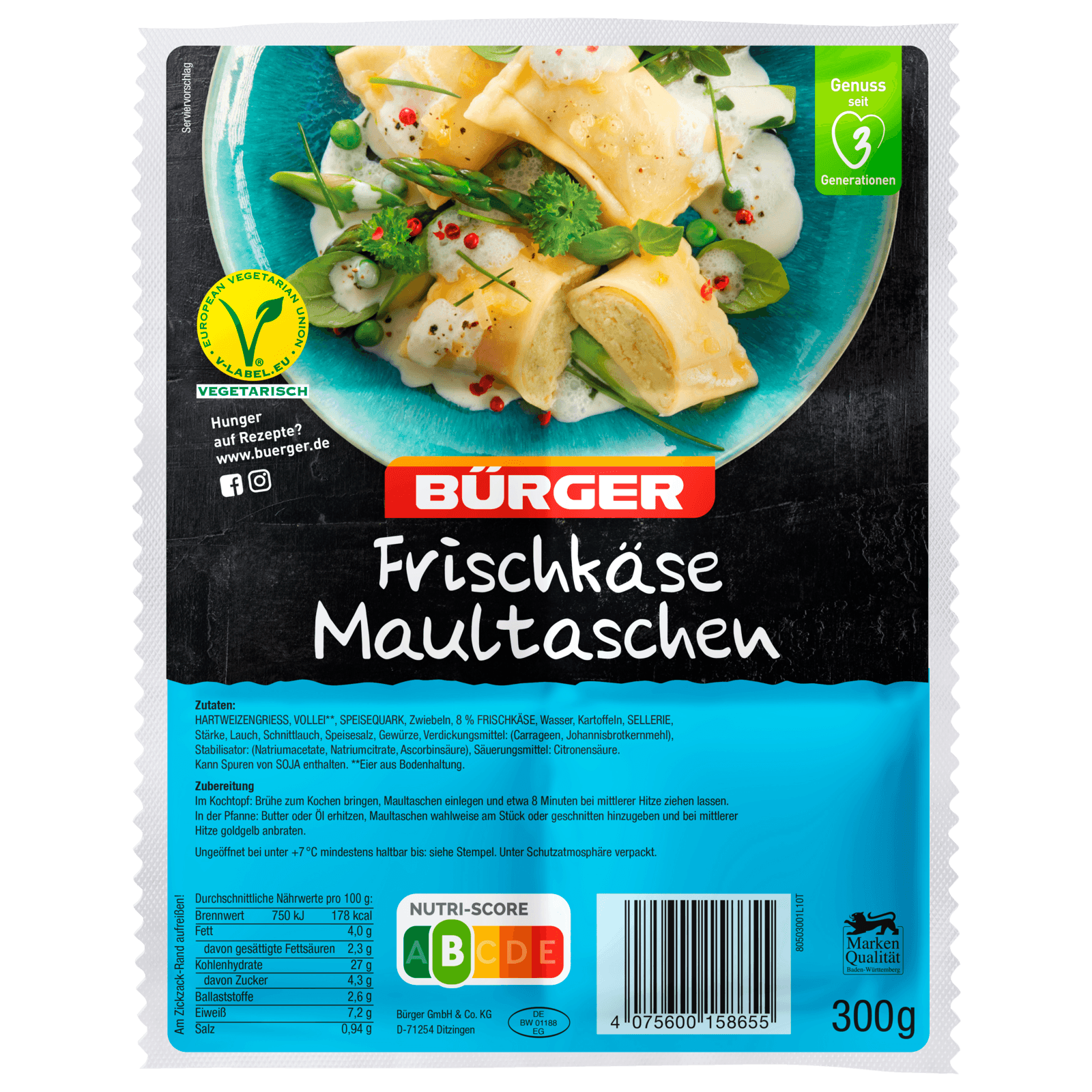 Bürger Frischkäsemaultaschen 300g