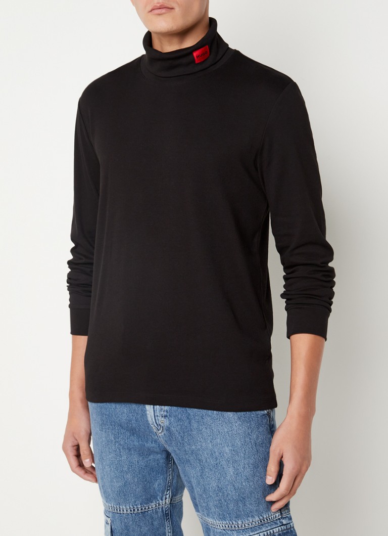 Camisa de manga comprida HUGO BOSS Derollo com gola alta e bordado do logotipo.