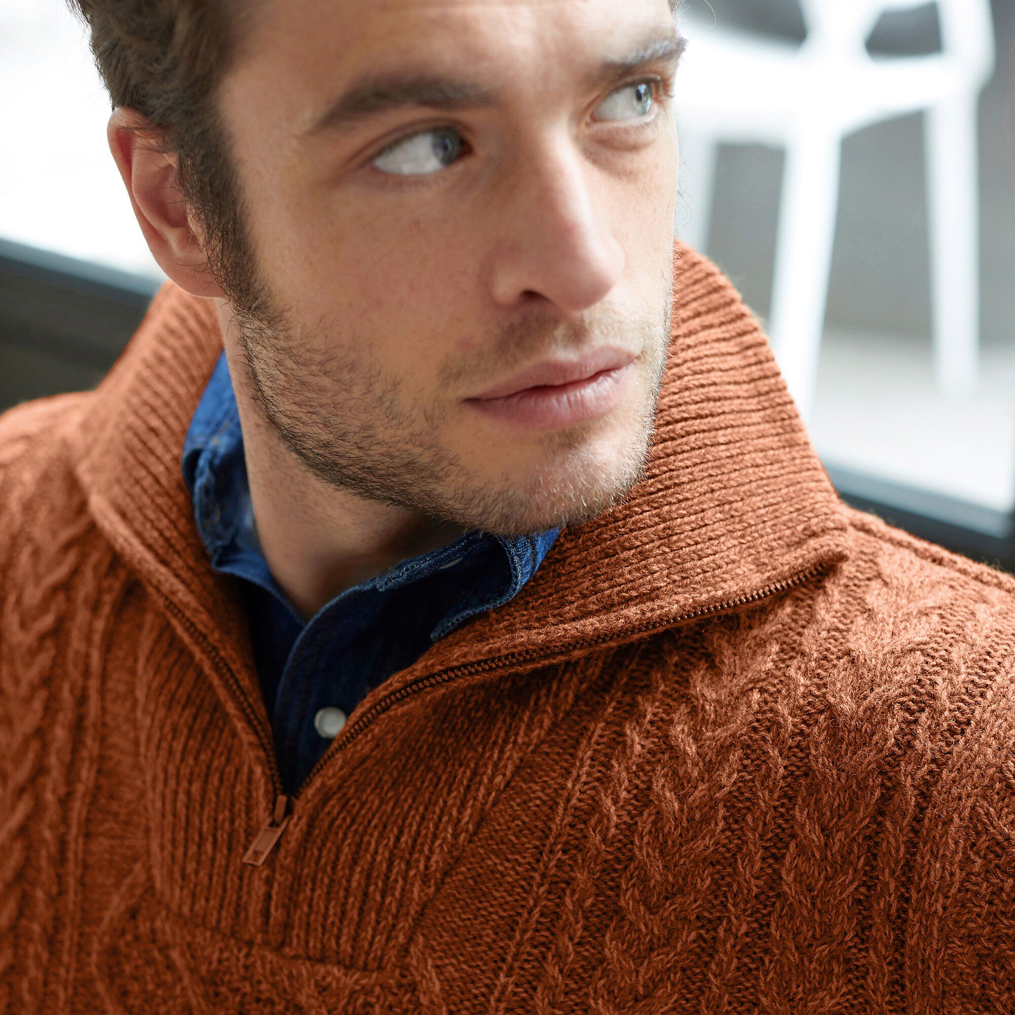 Pull col camionneur maille irlandaise