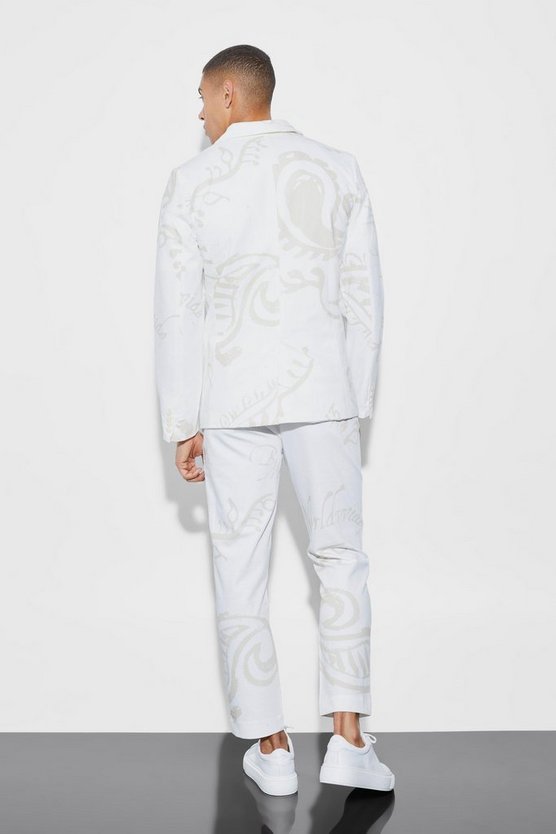 Zweireihige Slim-Fit Anzugjacke mit Paisley-Print