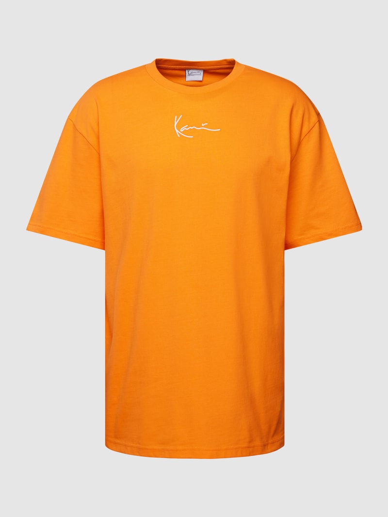 Oversized T-Shirt mit Label-Stitching - P&C X Karl Kani in dunkel orange