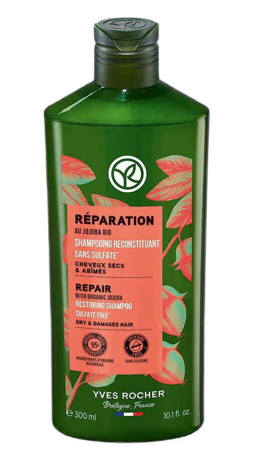 Yves Rocher regeneruojamasis šampūnas su ekologišku simondsijų aliejumi