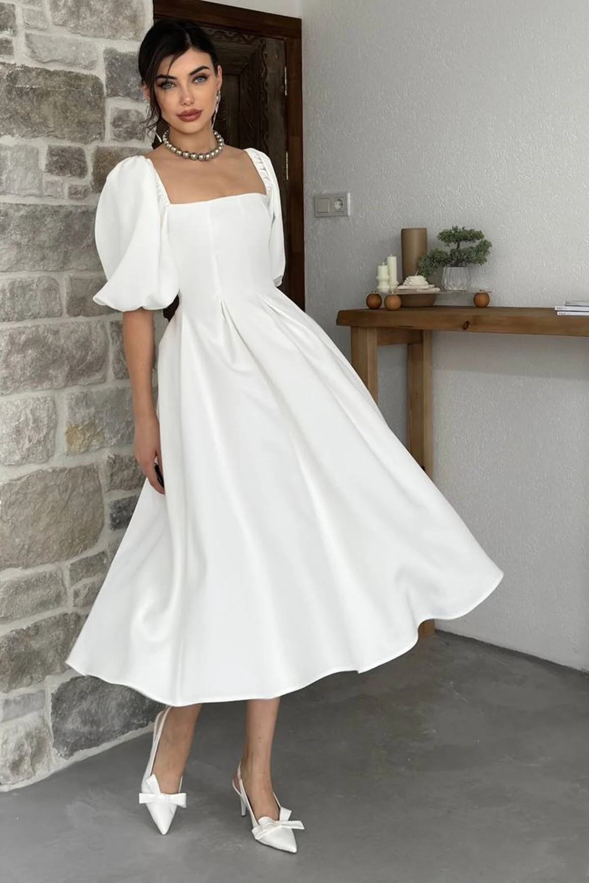 vuvutasarım  Kleid - Weiß - A-Linie