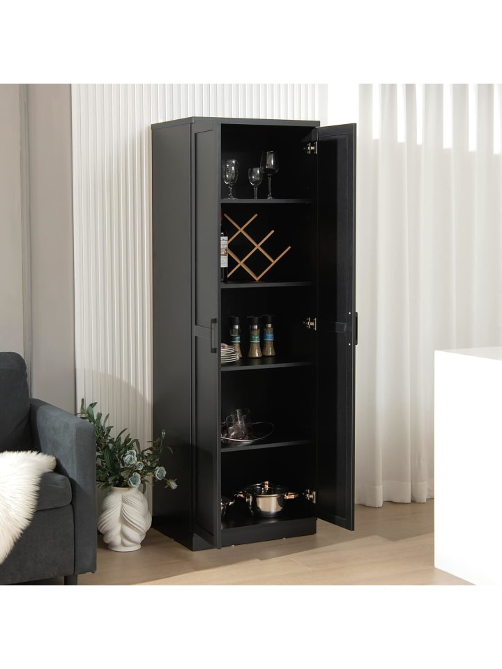 COSTWAY 5 stöckiger Hochschrank in Schwarz günstig kaufen 175 cm