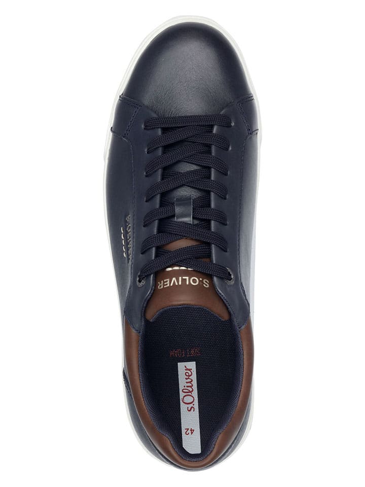s.Oliver Leder-Sneakers in Dunkelblau günstig kaufen