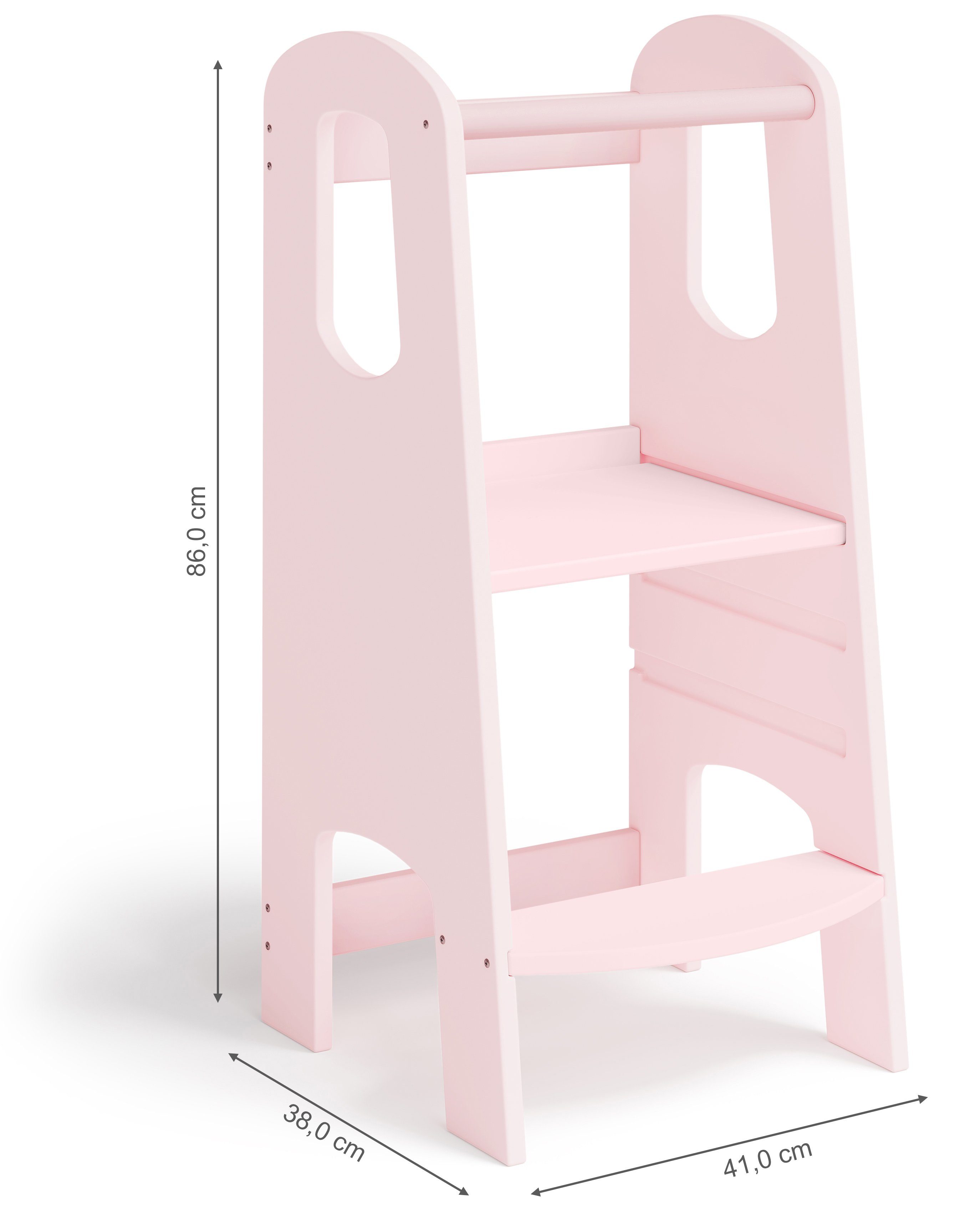 Bellabino Stehhilfe Lernturm Luni, 3-fach höhenverstellbar, aus Birke Sperrholz, rosa