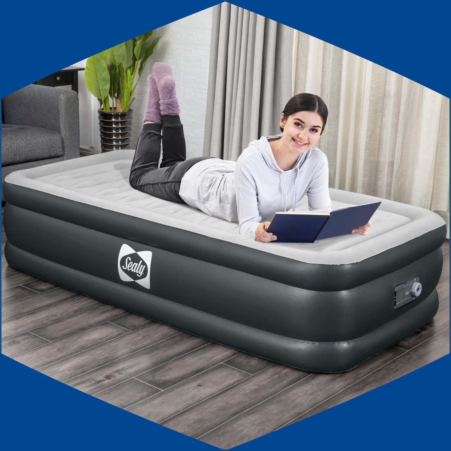 Bestway Luftbett Single 1 Person selbstaufblasend beflockt 191 x 97 x 46 cm