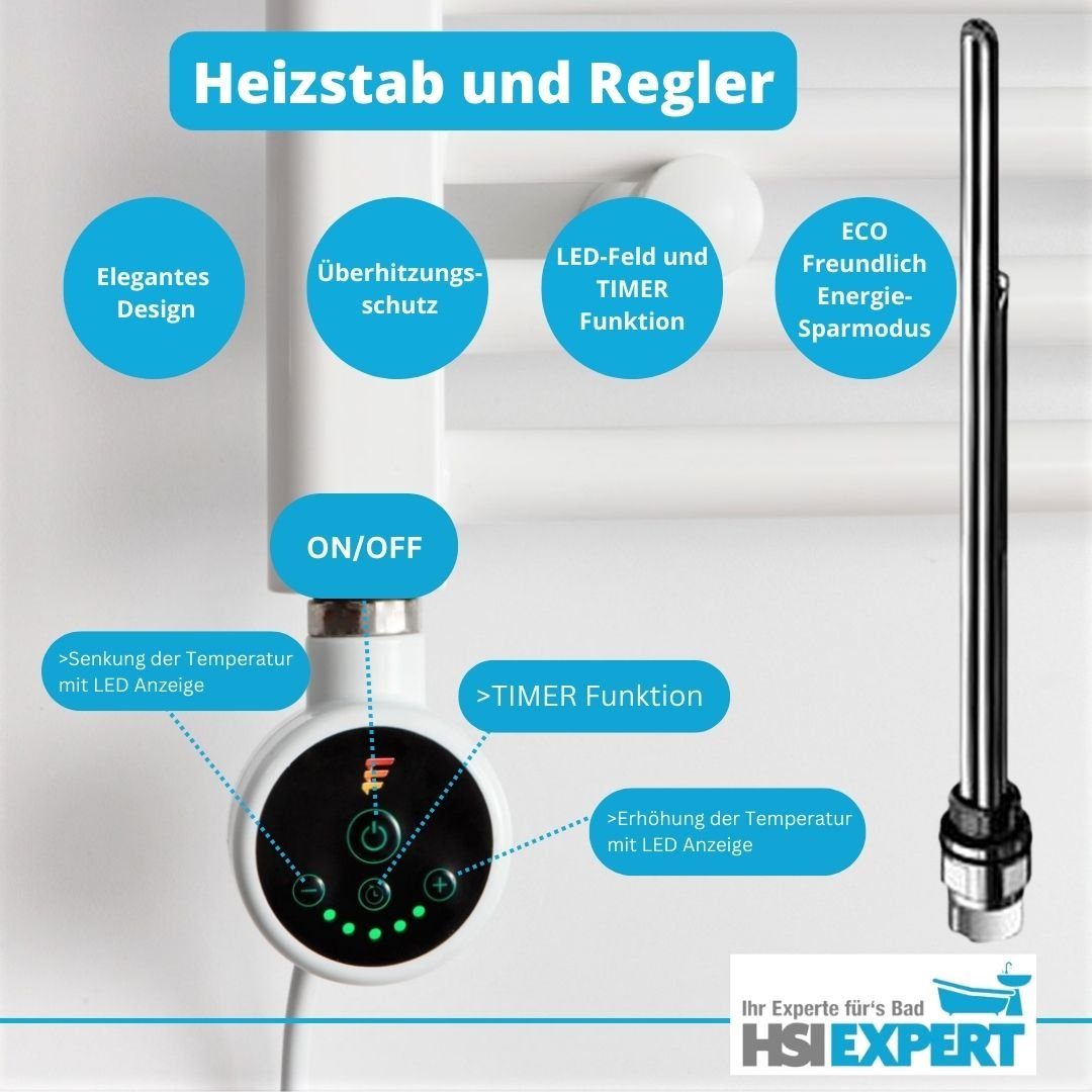 HGMBAD Badheizkörper Elektro Badheizkörper Handtuchtrockner Heizung, Heizstab-Regler