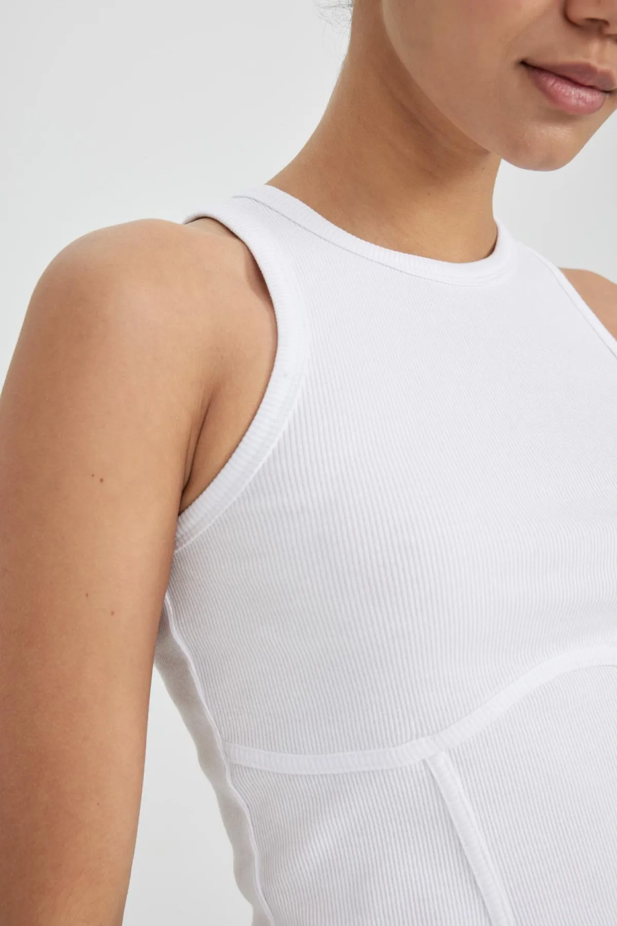 DeFacto  Fit Slim Fit Korsett Look White Rib Sports Athlete B4224ax24sp