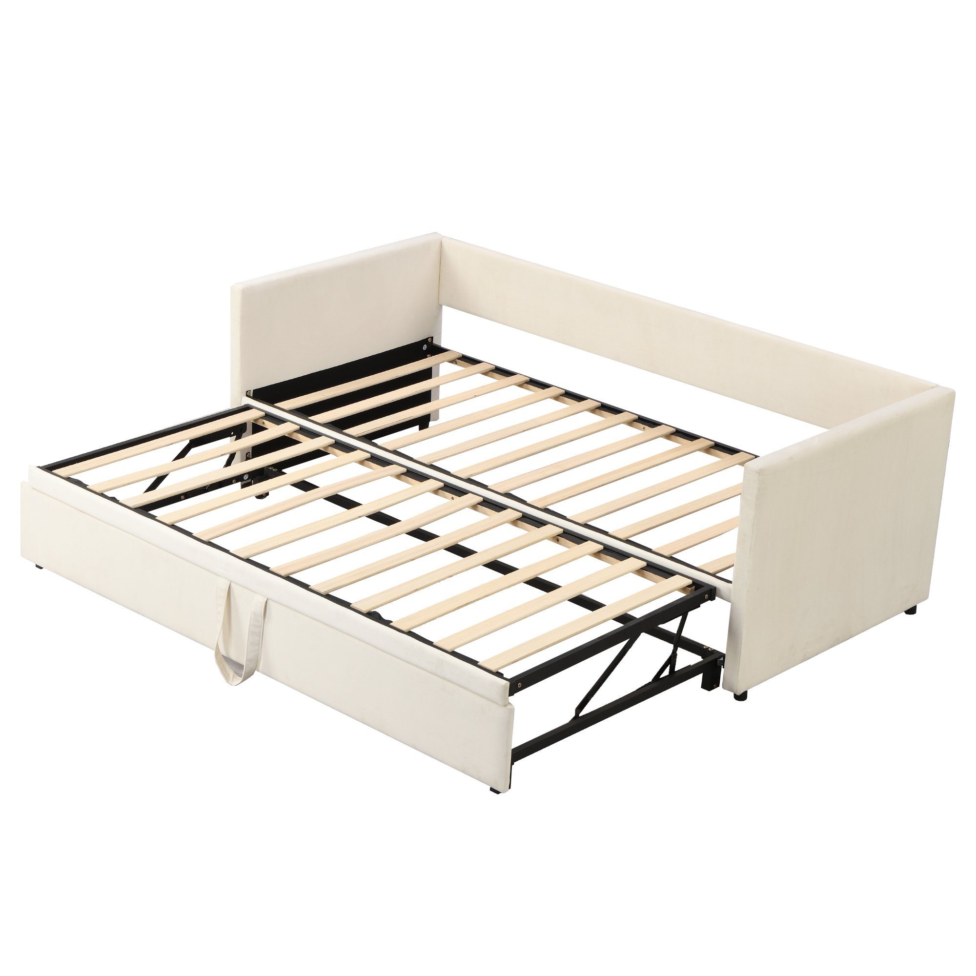 HAUSS SPLOE Polsterbett Tagesbett Polsterbett Kinderbett Schlafsofa Ausziehbares Schlafsofa (mit Lattenrosten, 90/180*200 cm), Samtstoff, ohne Matratze