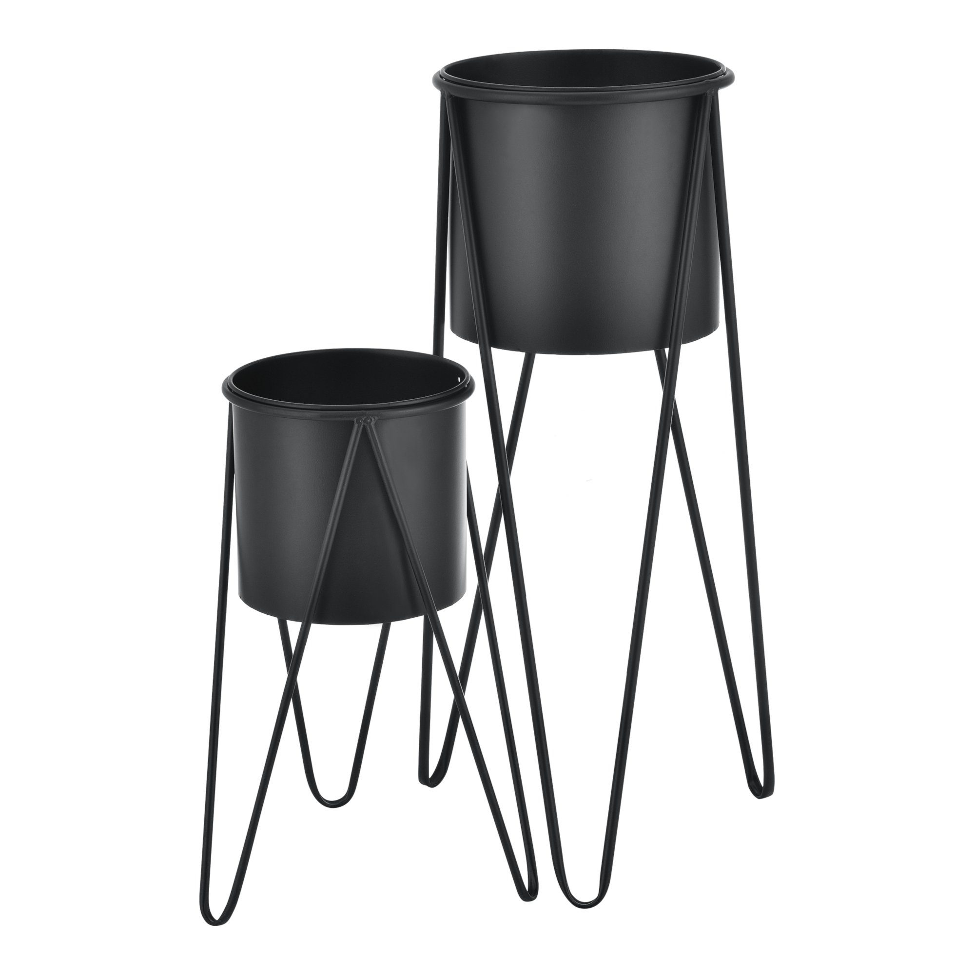 en.casa Blumenständer (Set, 2 St), Hedera Pflanzständer im 2er Set Metall Schwarz