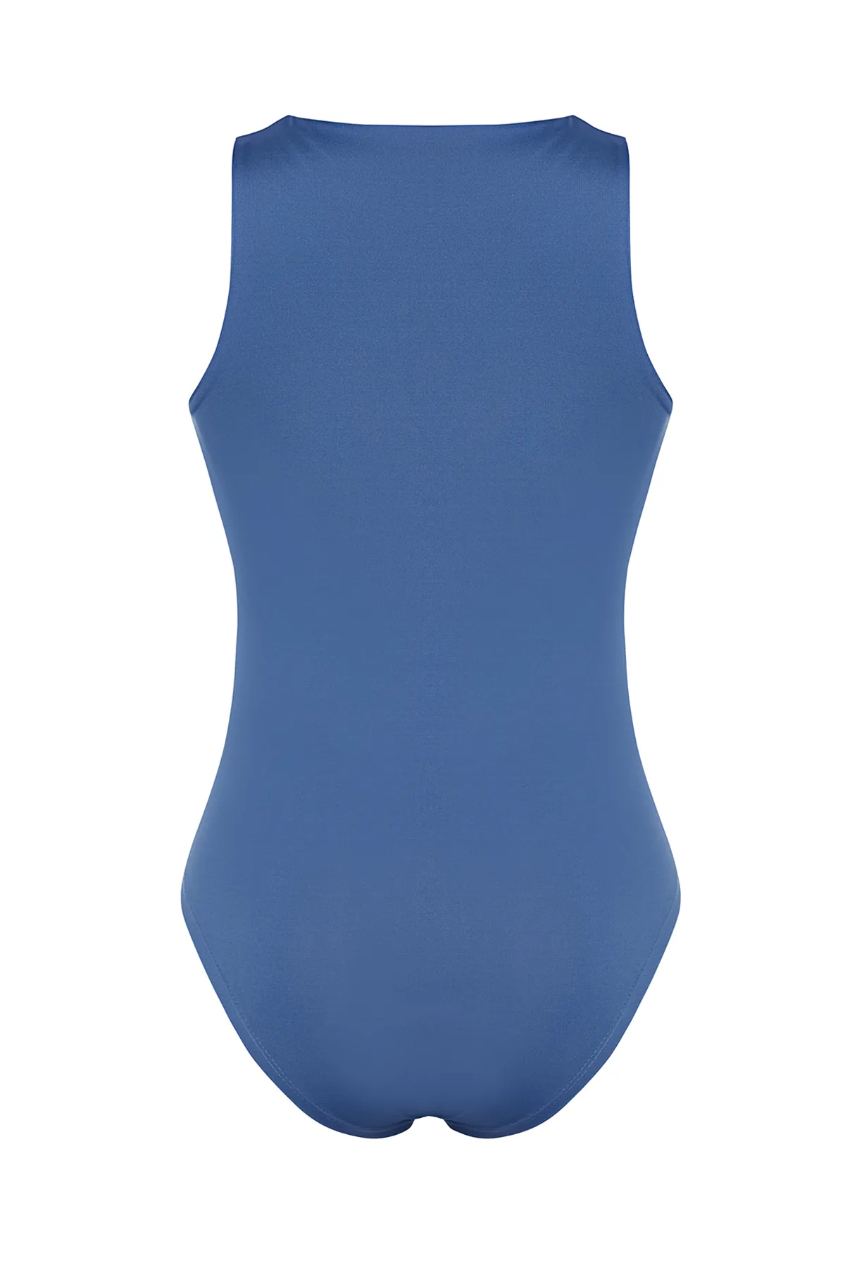 Trendyol Collection  Helles Indigo, Neckholder-Body aus flexiblem Strick mit Druckknöpfen TWOSS20BD0044