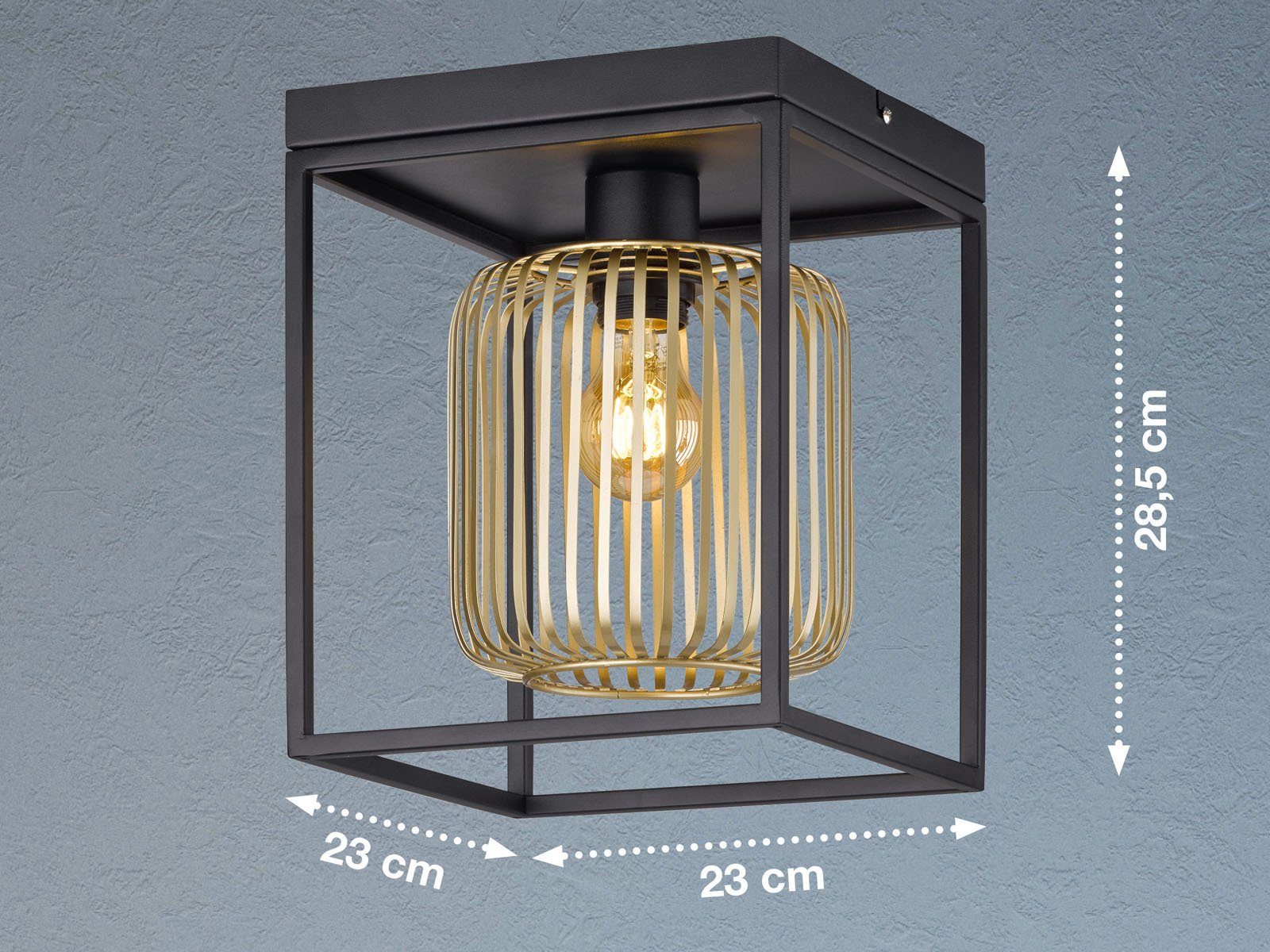 meineWunschleuchte LED Deckenleuchte, Dimmfunktion, LED wechselbar, Warmweiß, ausgefallene kleine Designer Gitter Lamellen-Lampe Industrial 23x23cm