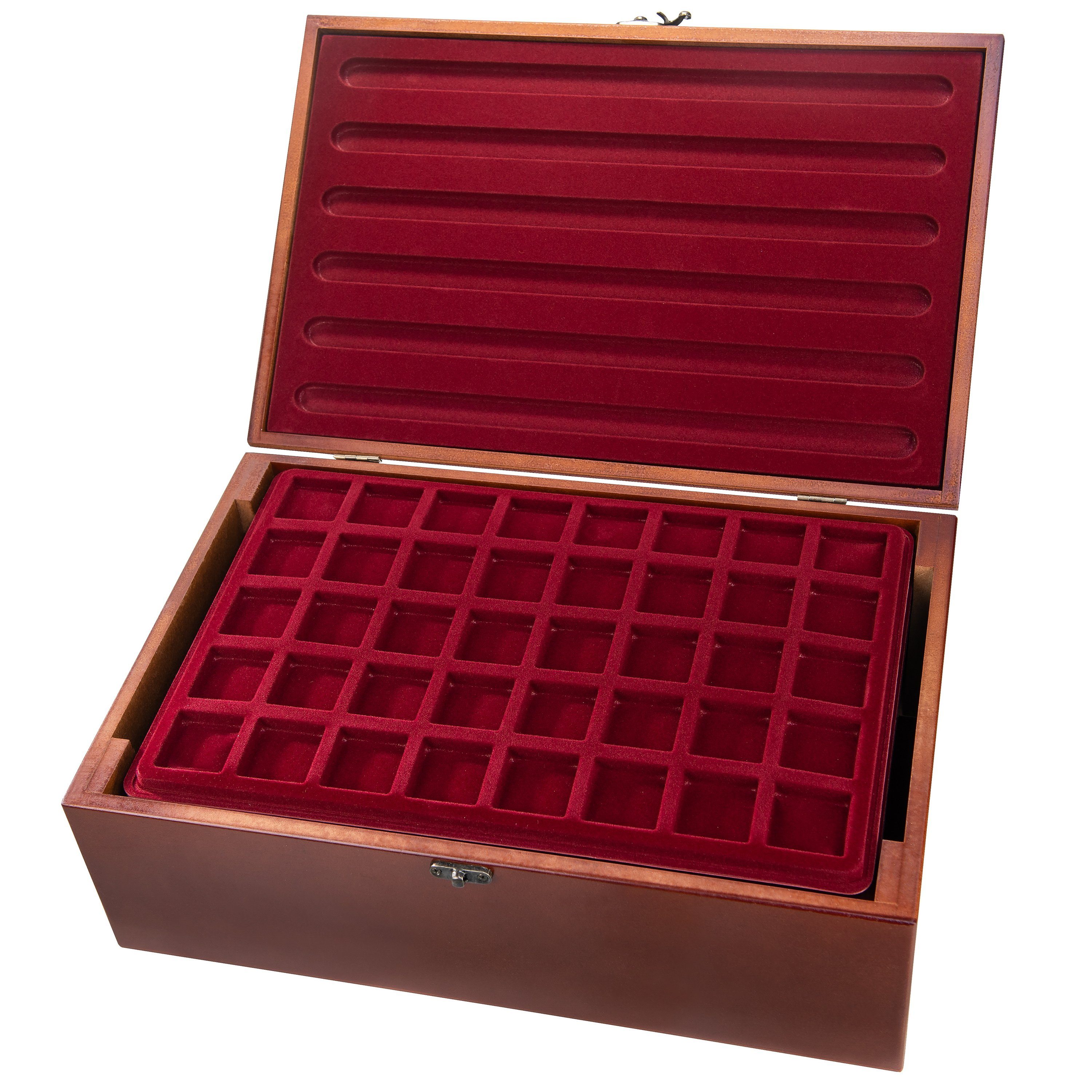 MC.Sammler Münzetui MC.Sammler Münzentableau Münztableau mit Schutzdeckel, Münzkoffer, Münzkassette, verschiedene Varianten zur Auswahl, 40 Fächer - 32x32mm