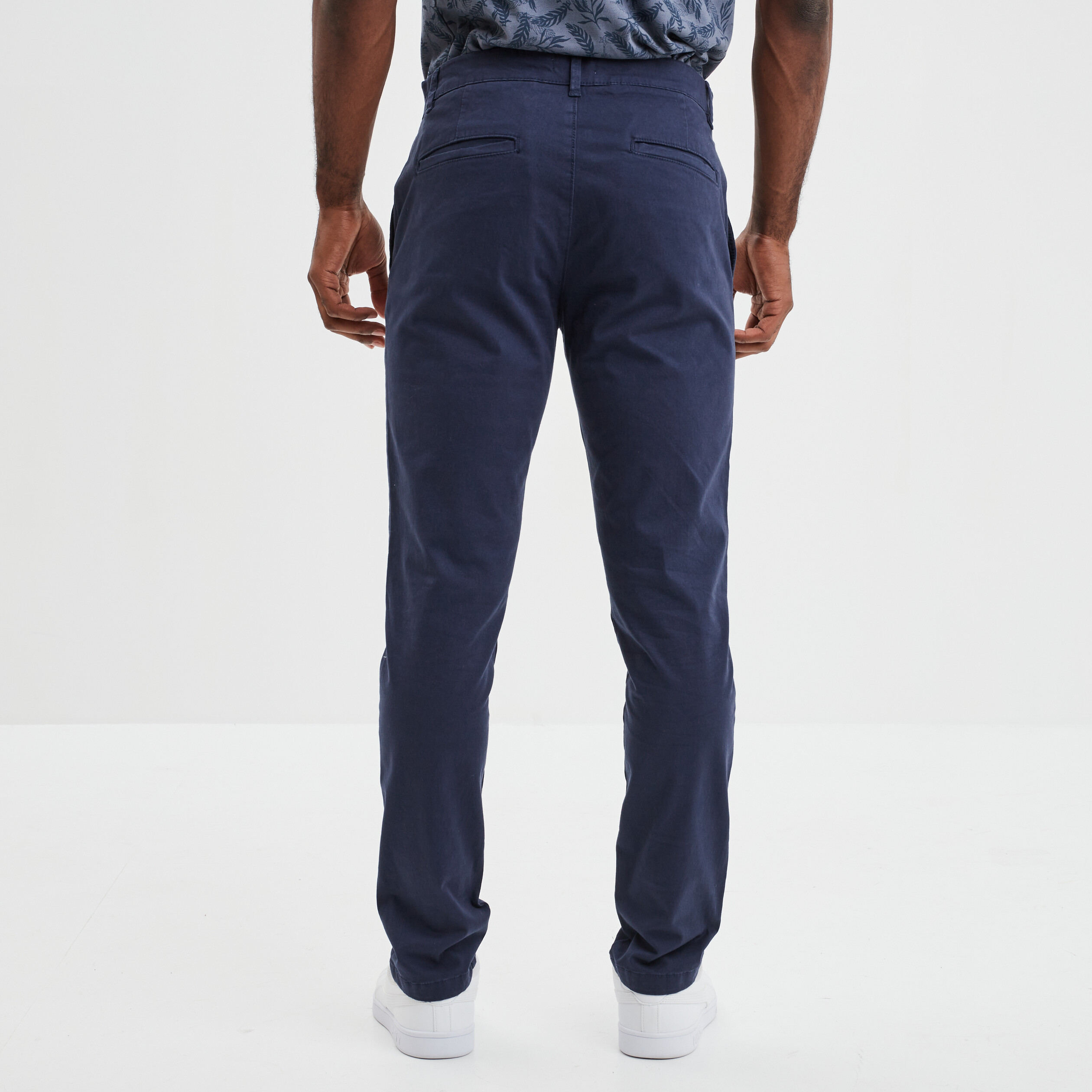 Pantalon chino slim coton bleu marine homme | La Halle