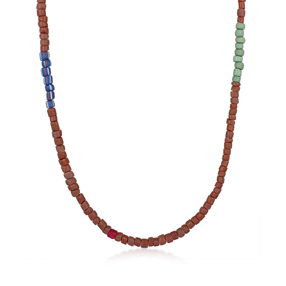 KUZZOI KUZZOI Collier Hommes Perles marron Urban Style en argent sterling 925 collier