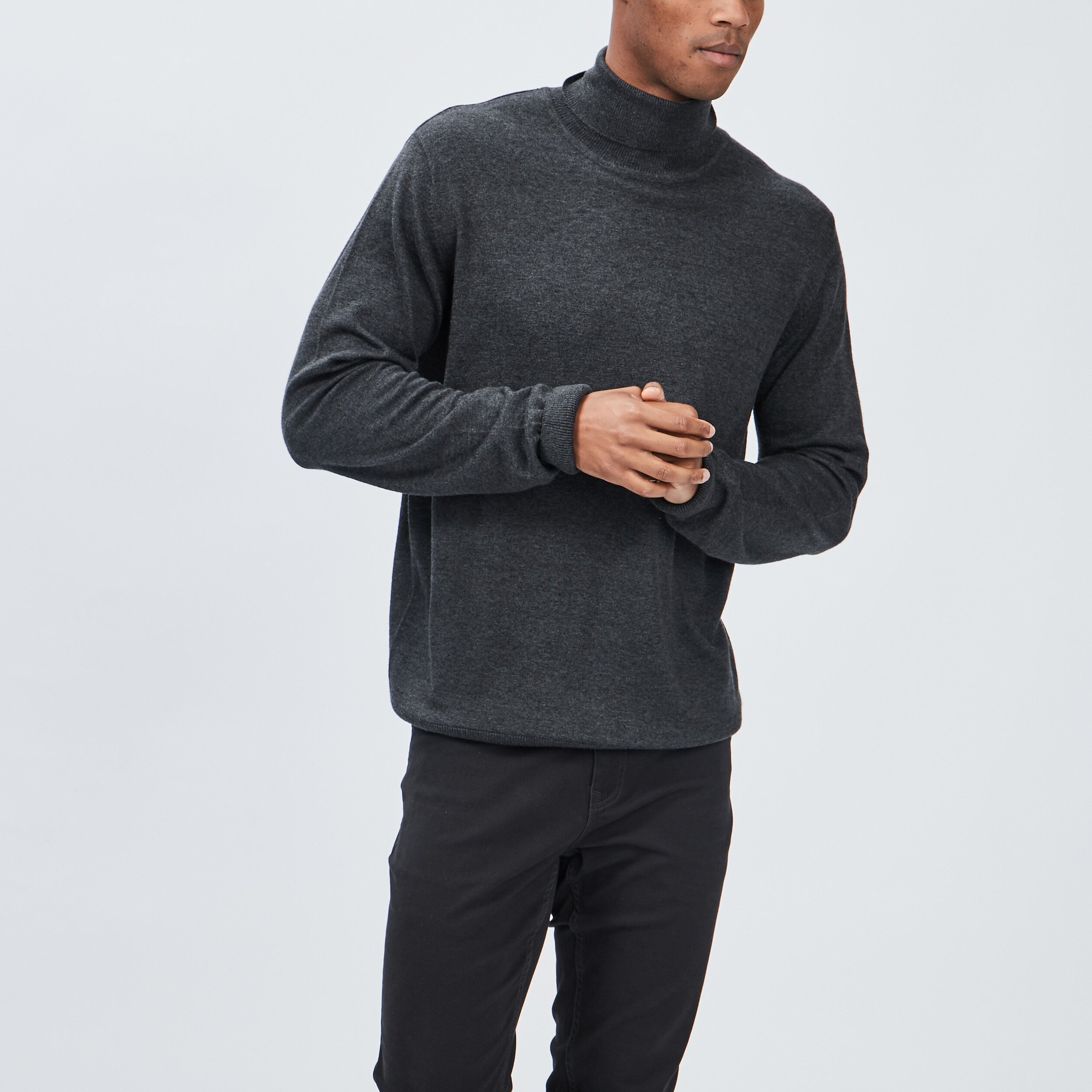 Pull avec col roulé gris foncé homme | La Halle
