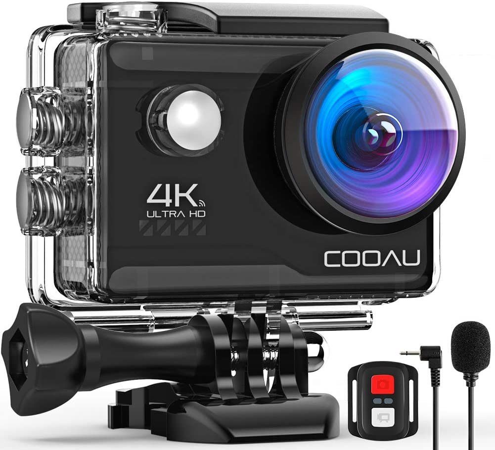 OKWISH Sport Kamera 4K 20MP WiFi 40M Unterwasserkamera Sportkamera Helmkamera Action Cam (4K Ultra HD, WLAN (Wi-Fi), Sportcamera Sports Camera Actioncam 2 1200mAh Akkus 2.4G Fernbedienung, 2,0 Zoll, 40M IPX6 Wasserdicht, Fahrrad Motorrad Tauchen Schw