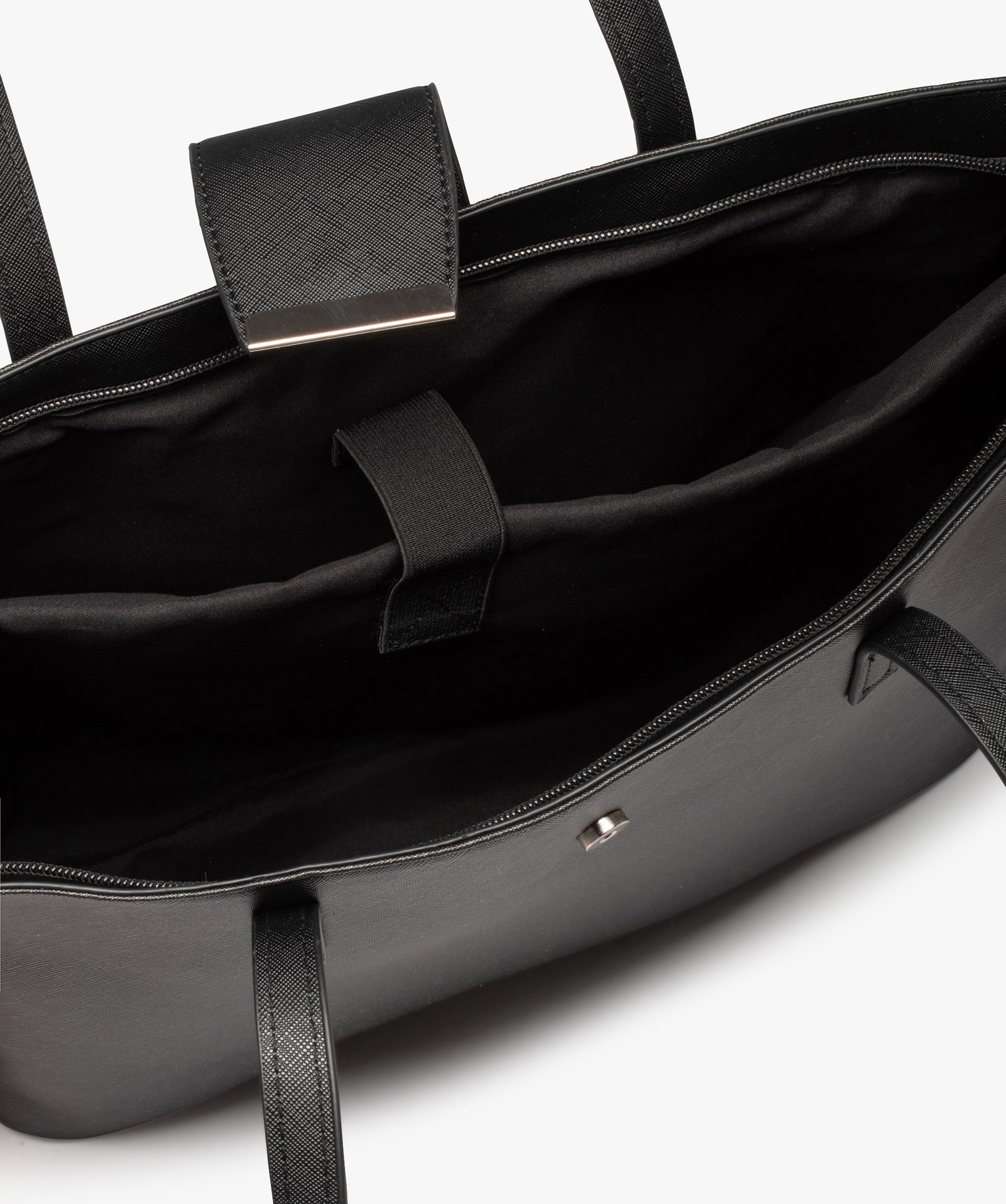 Sac cabas rigide en matière texturée femme noir | GEMO