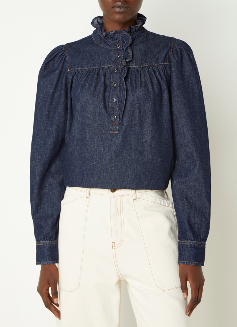ba&sh Milac chambray tunic with ruffle collar