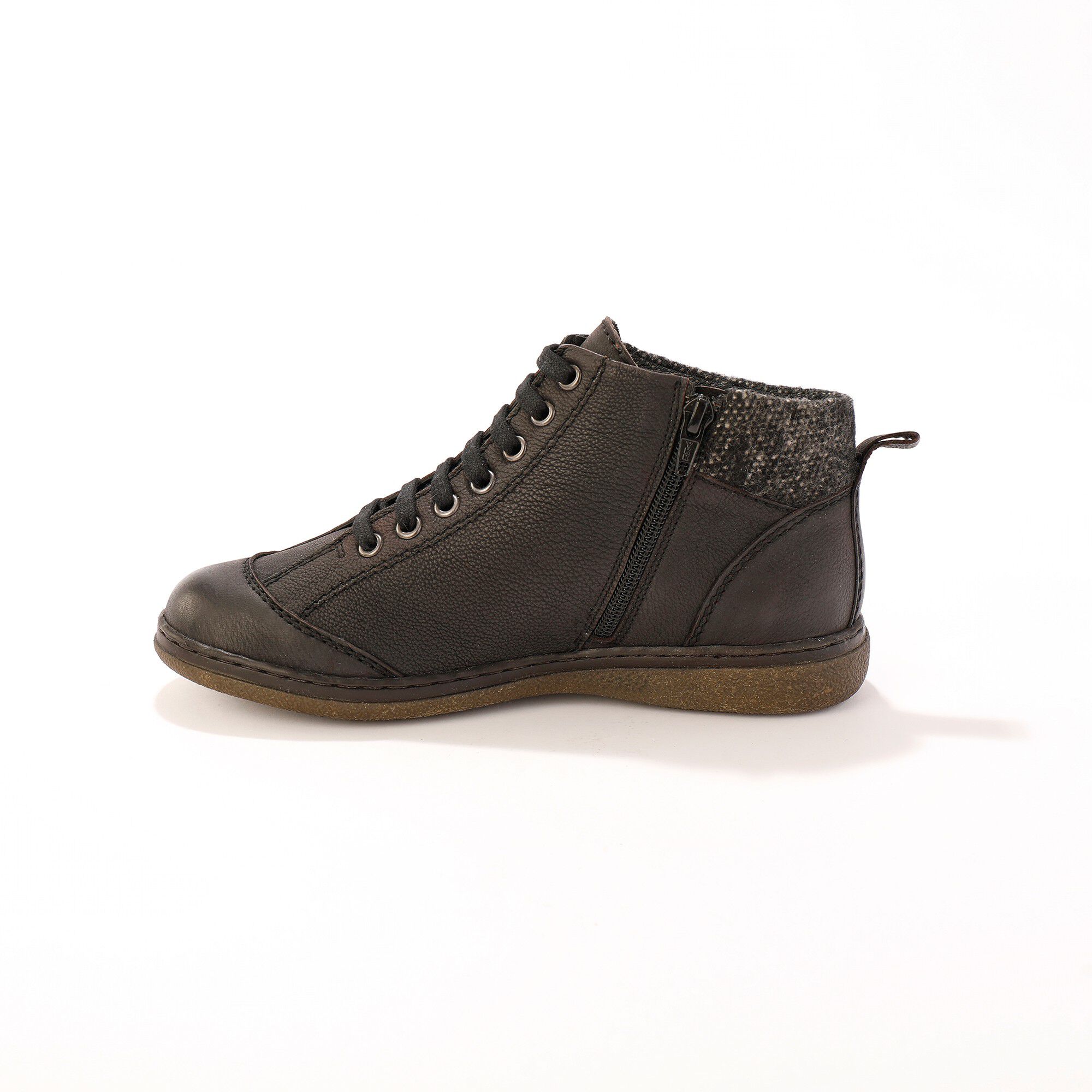Boots détente lacées et zippées en cuir