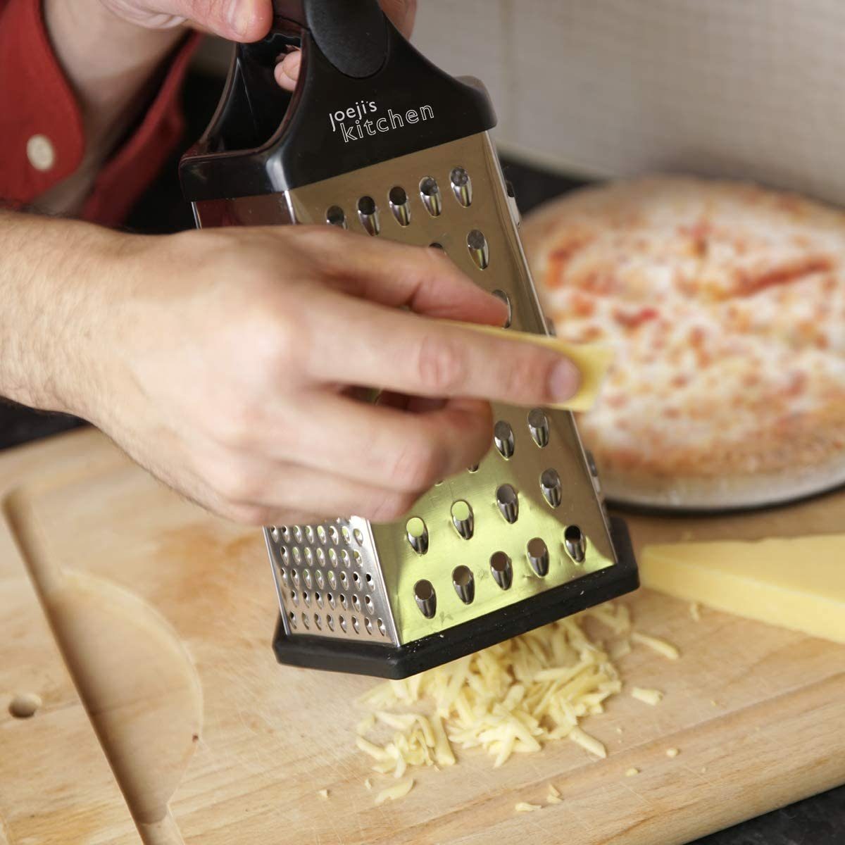 JOEJI’S KITCHEN Gemüsehobel Käsereibe 6seitige Reibe mit Behälter Handreibe Zerkleinerer Edelstahl, Edelstahl, Edelstahl