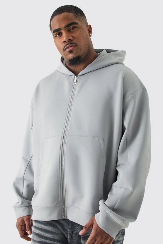 Plus kastiger Oversize Scuba Hoodie mit Reißverschluss
