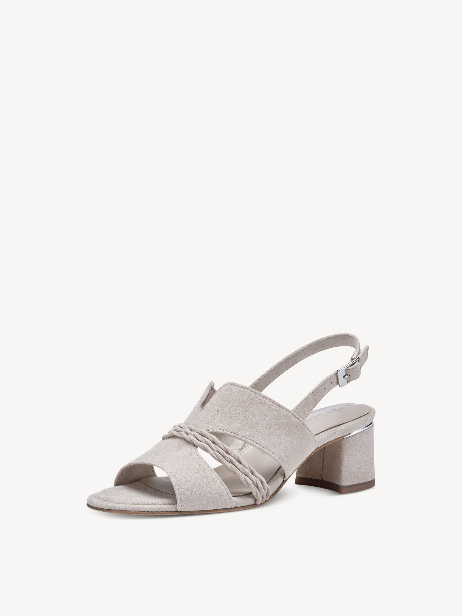 Sandale à talon en cuir - beige