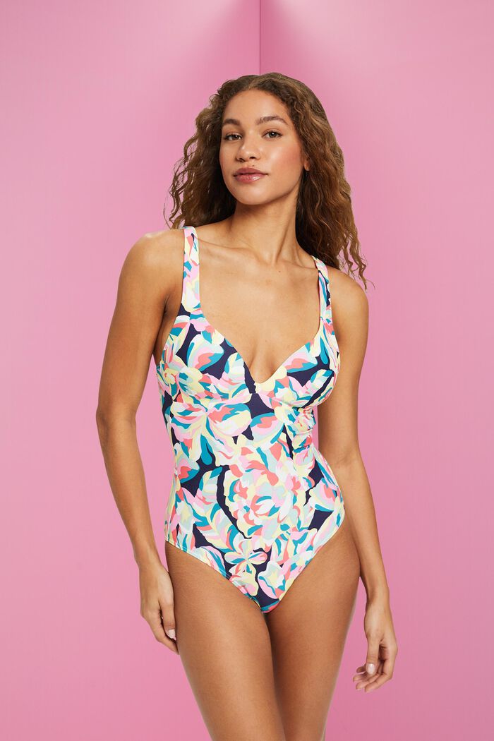 Badeanzug, wattierte Cups, floraler Print - Carilo