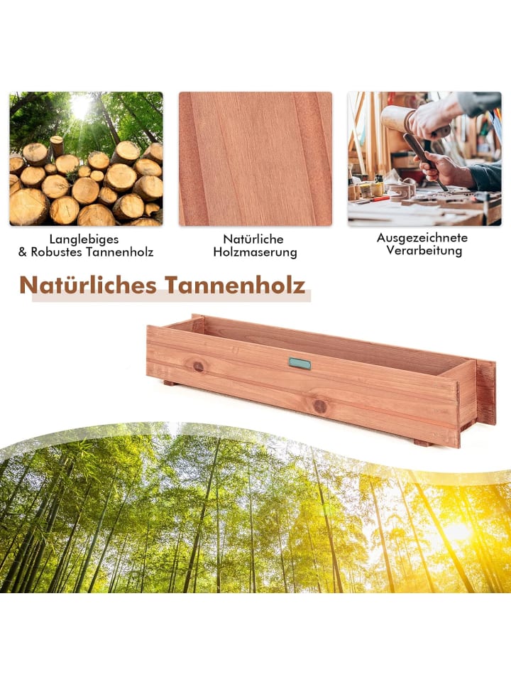 COSTWAY Hochbeet 91,5x18x16cm in Braun günstig kaufen onesize