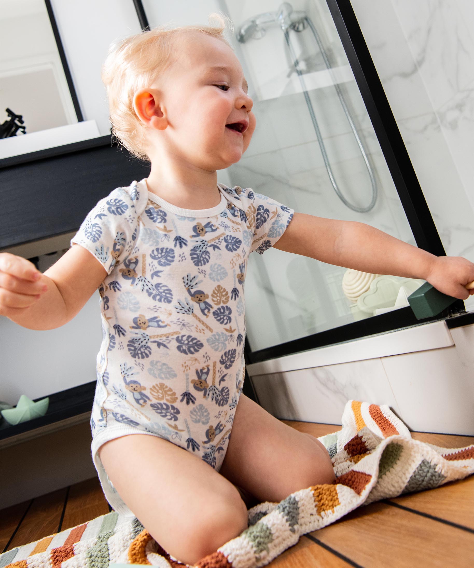 Body bébé manches courtes à col américain imprimé (lot ... ecru | GEMO