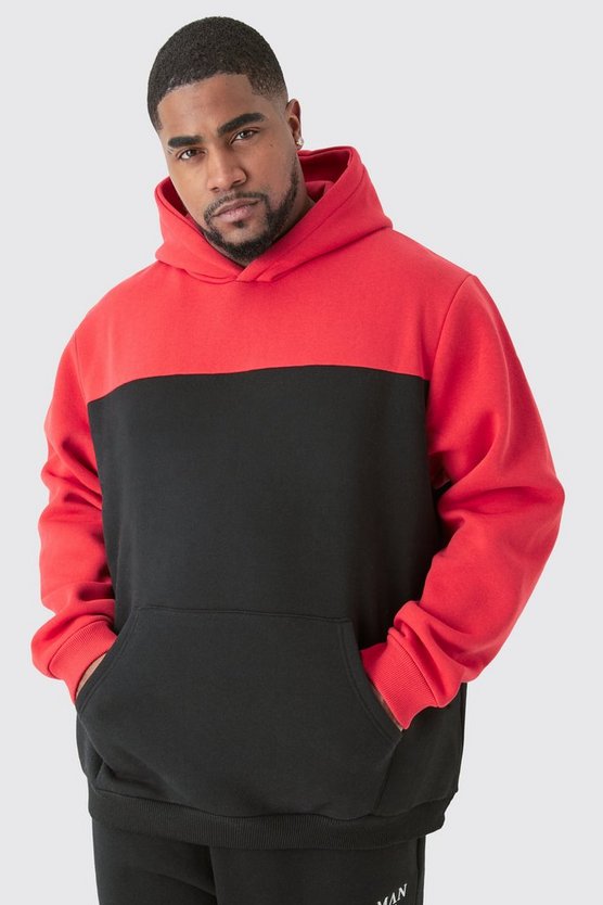 Plus roter Colorblock Hoodie