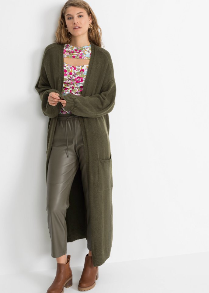 Oversize-Strickjacke in Midilänge