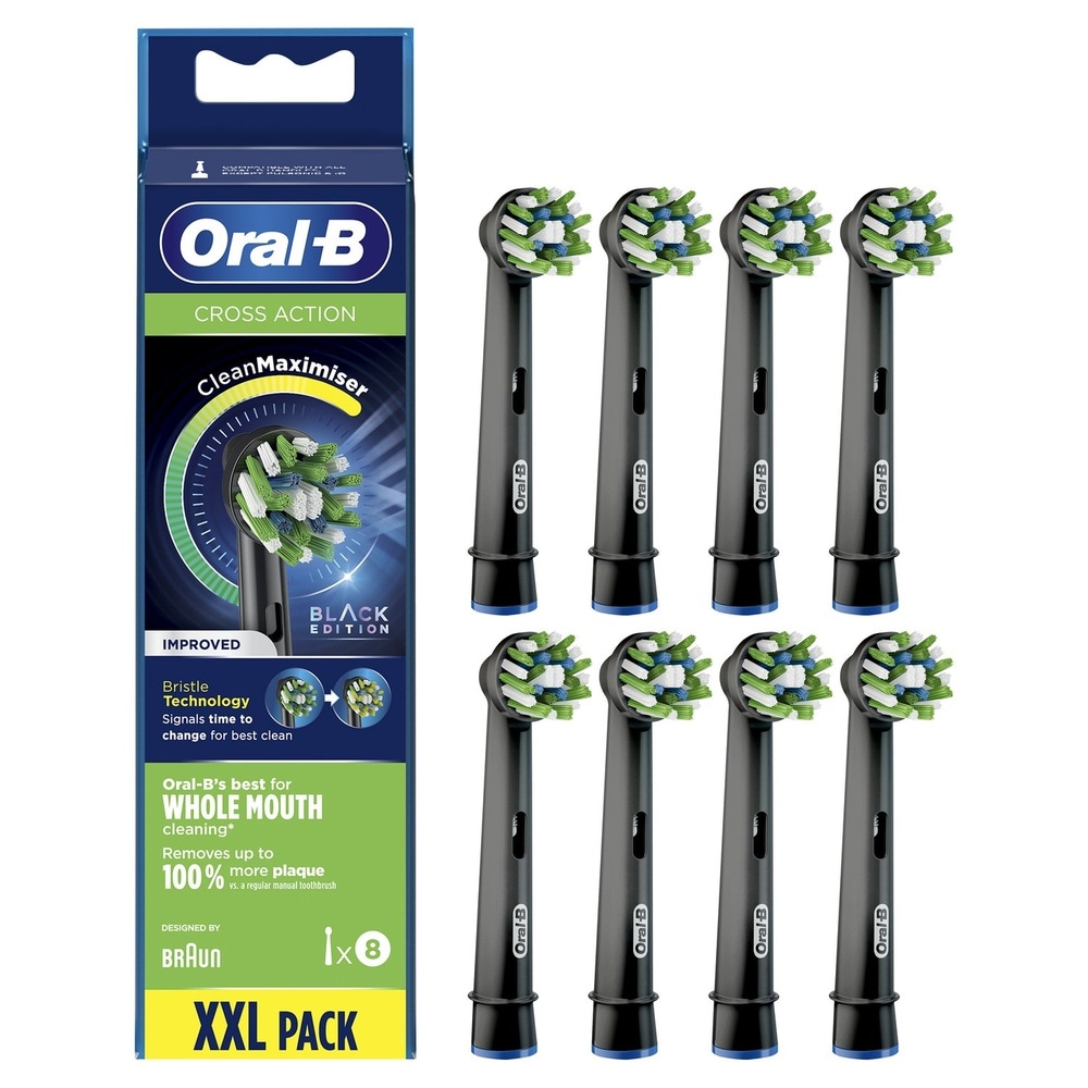 oral-b Oral-B CrossAction Brossette Avec CleanMaximiser, Noire, 8 Brossettes De Rechange