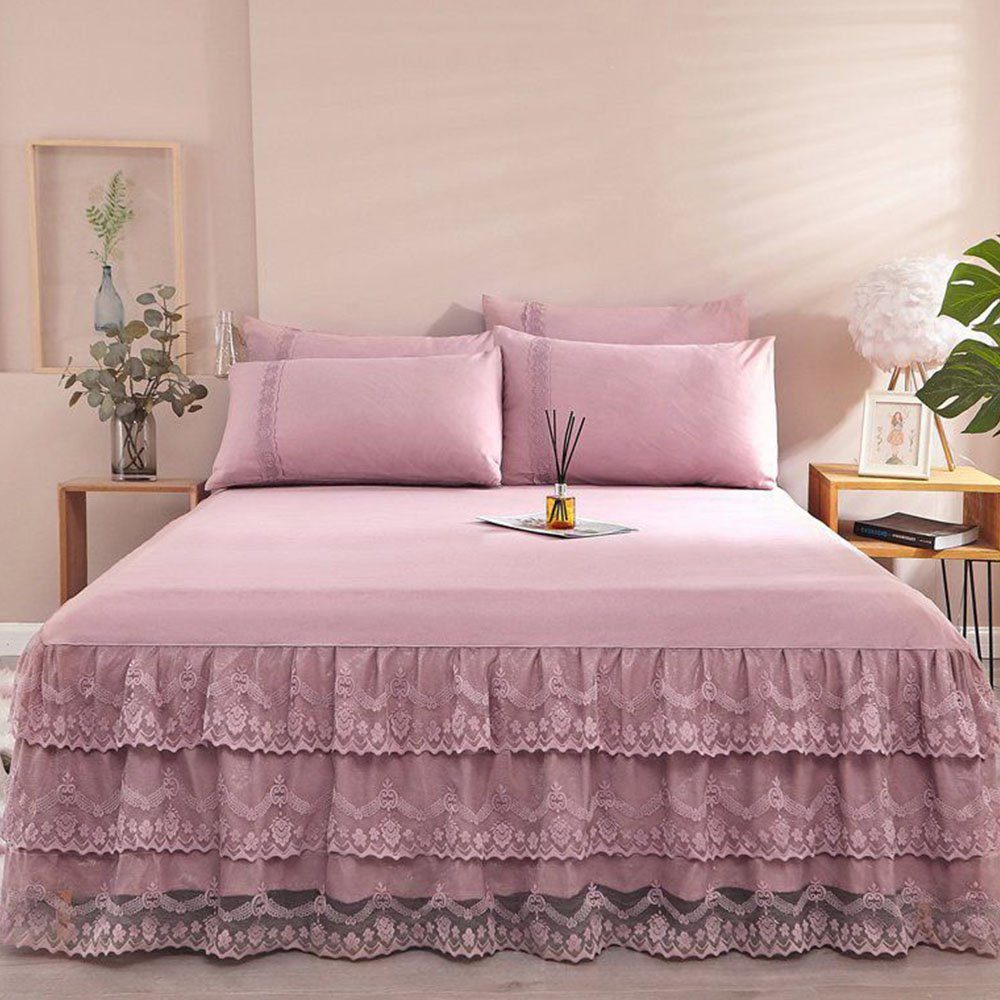 Matratzenschoner Bettrock Tagesdecke Spitze Ruffle Prinzessinnen 150 x 200cm FELIXLEO