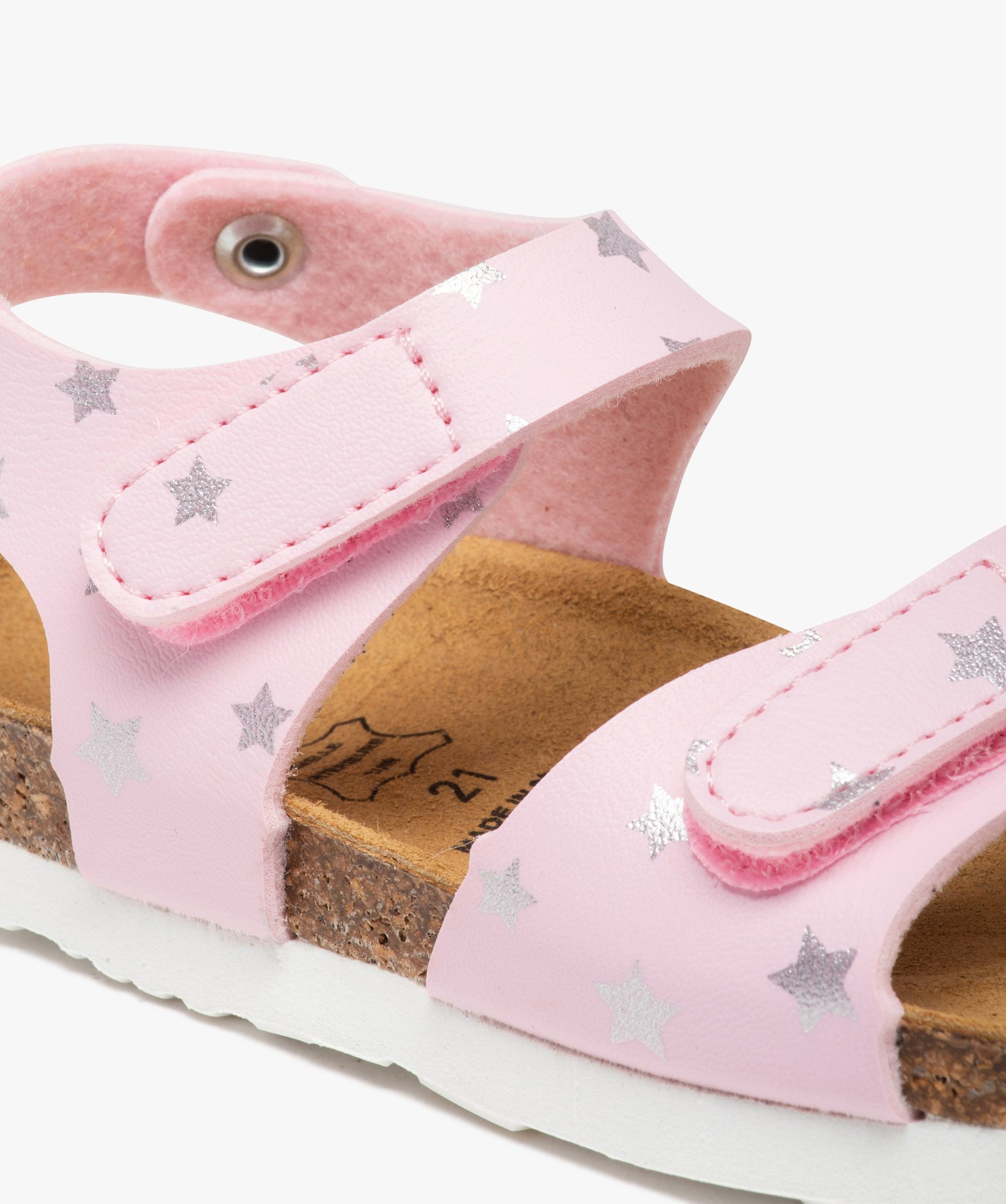 Sandales bébé fille à semelle liège et brides imprimées rose | GEMO