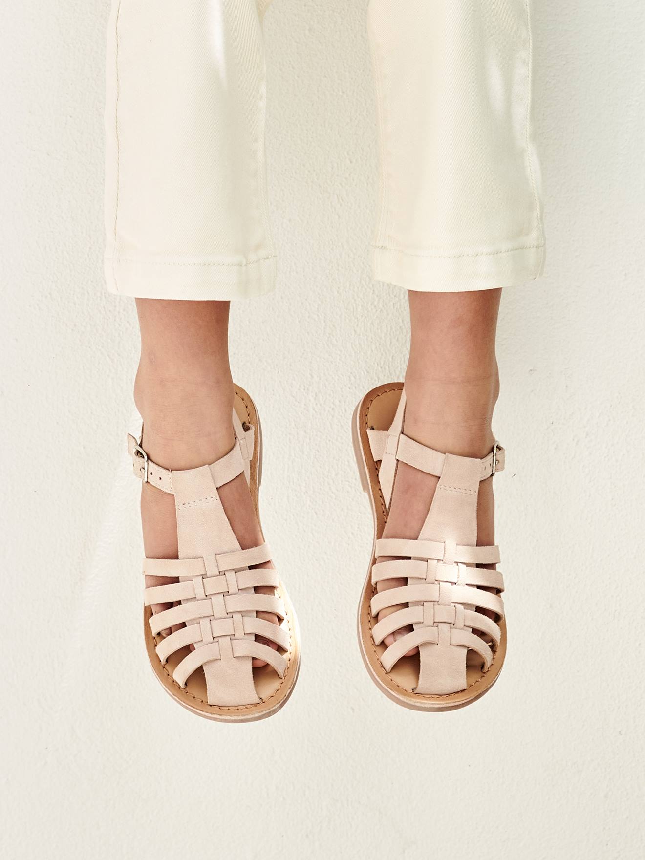 Sandales cuir fille sable