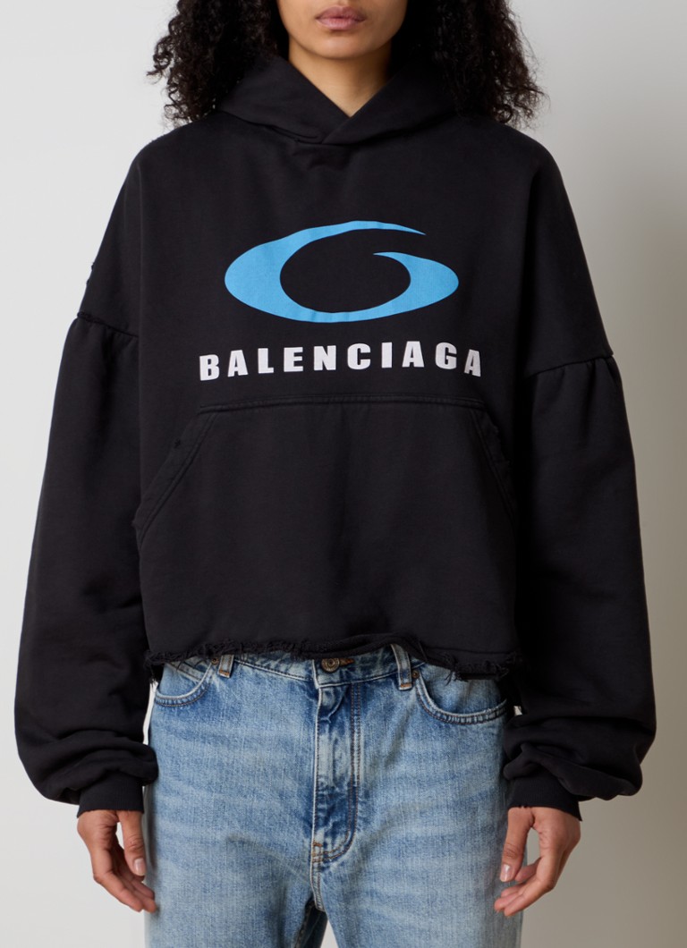 Hanorac scurt Balenciaga cu imprimeu de logo