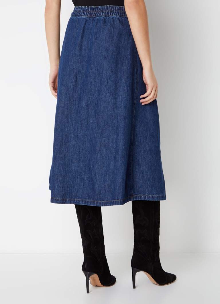 ba&sh Cowie midi-denimskjørt med sidelommer