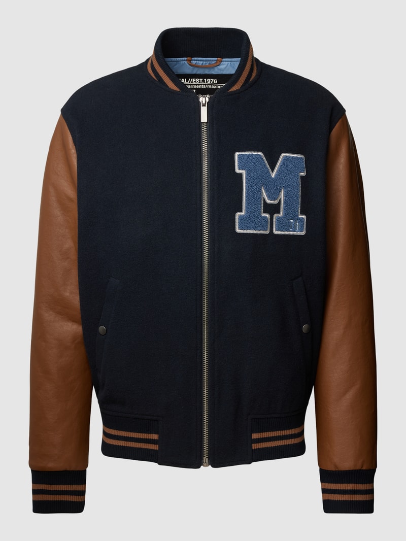 College-Jacke mit Label-Stitching in marineblau
