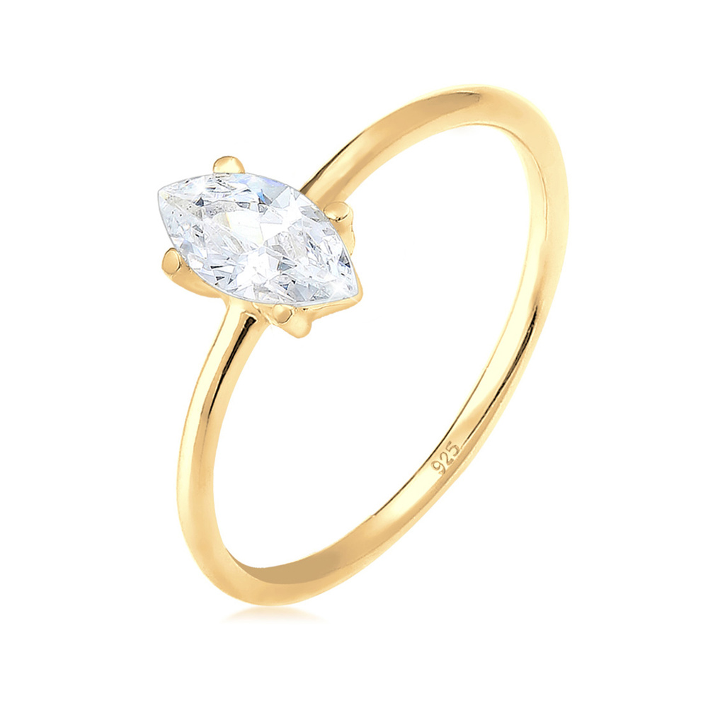 Elli Elli Bague Marquise zircone Minimal 925 Argent Bague