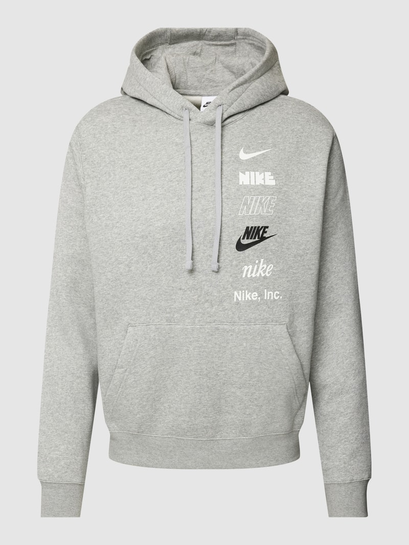 Hoodie mit Label-Details in hellgrau meliert